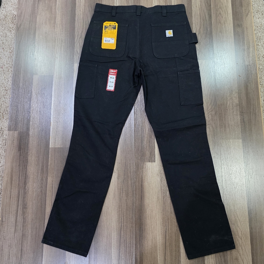 NWT Carhartt Rugged Flex Duck Work Pants Black Straight Fit Utility Carpenter.36